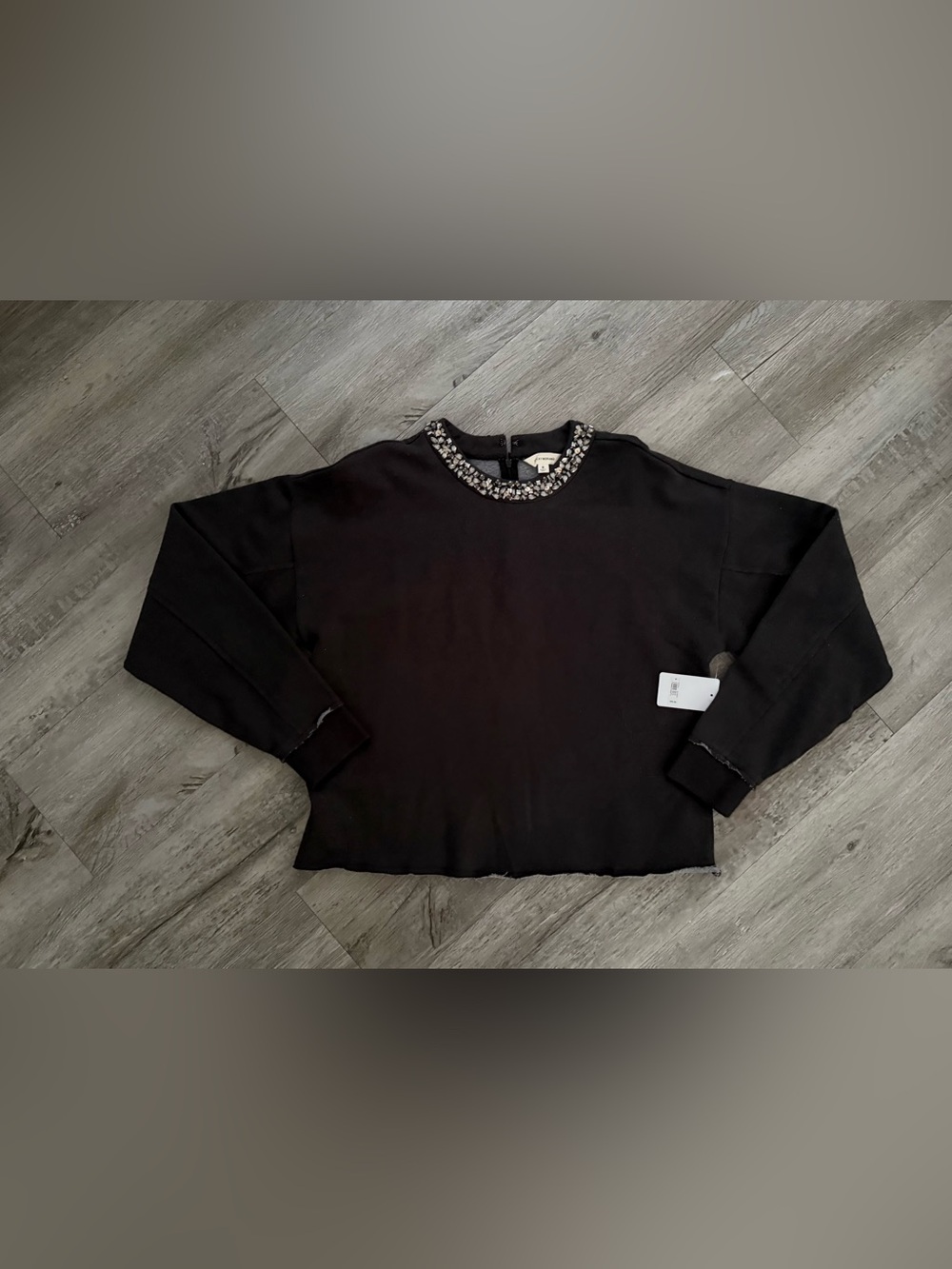Lucky Brand Black Jeweled Crewneck Sweatshirt
